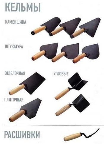 Основные виды мастерков и кельм